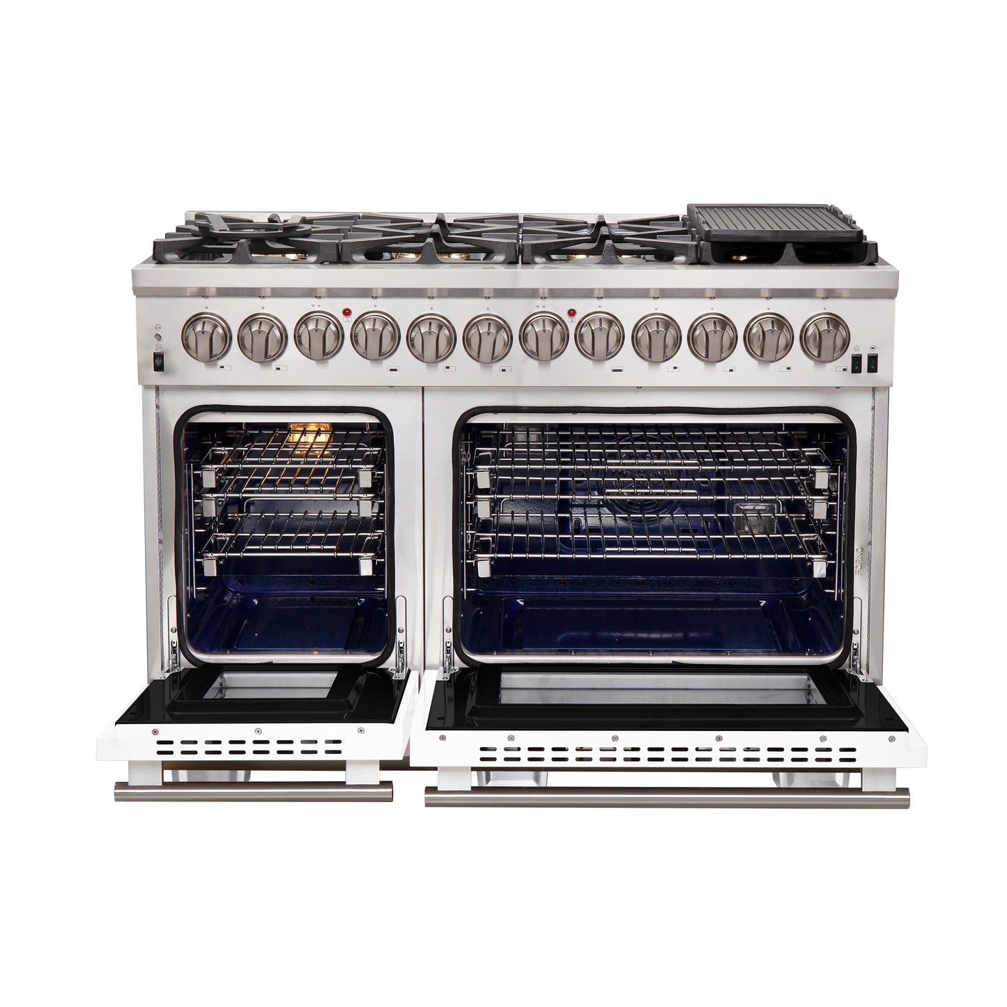 Forno Capriasca 48-Inch Freestanding Dual Fuel Range, 8 Burners, True Convection Oven