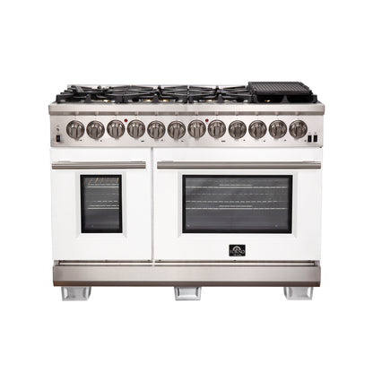 Forno Capriasca 48-Inch Freestanding Dual Fuel Range, 8 Burners, True Convection Oven