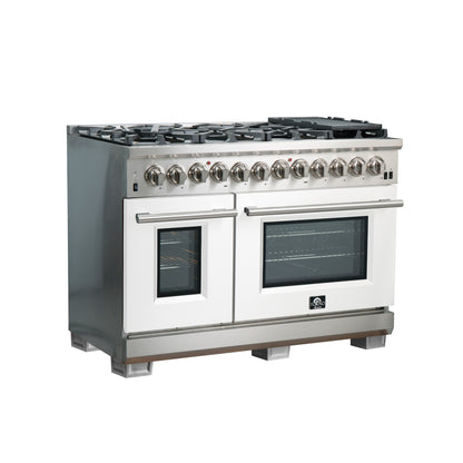 Forno Capriasca 48-Inch Freestanding Dual Fuel Range, 8 Burners, True Convection Oven