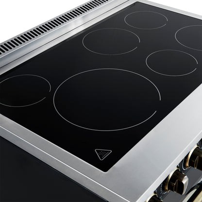 Forno Paolo 36 Inch Black Freestanding Electric Range, Stainless Steel, 5.44 cu.ft, True Convection Oven, Energy Efficient