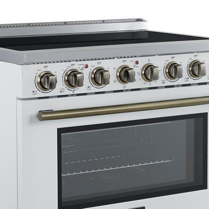 Forno Paolo 36 Inch White Freestanding Electric Range, Stainless Steel, 5.44 cu.ft, True Convection Oven, Energy Efficient