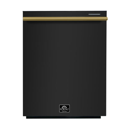 FORNO Premium 3-Piece Kitchen Bundle - Leonardo Espresso 30" Black Range, 31" Black Bottom Freezer Refrigerator, 24" Black Built-In Dishwasher - FBDL-007-02US