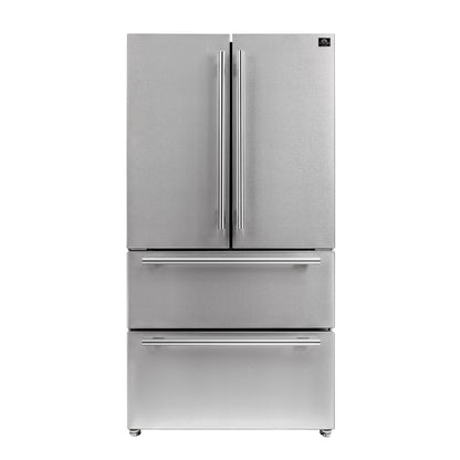 FORNO Premium 3-Piece Kitchen Bundle - Galiano 36" Gas Range, 36" French Door Refrigerator, 24" Built-In Dishwasher - FBDL-004-01CAUS