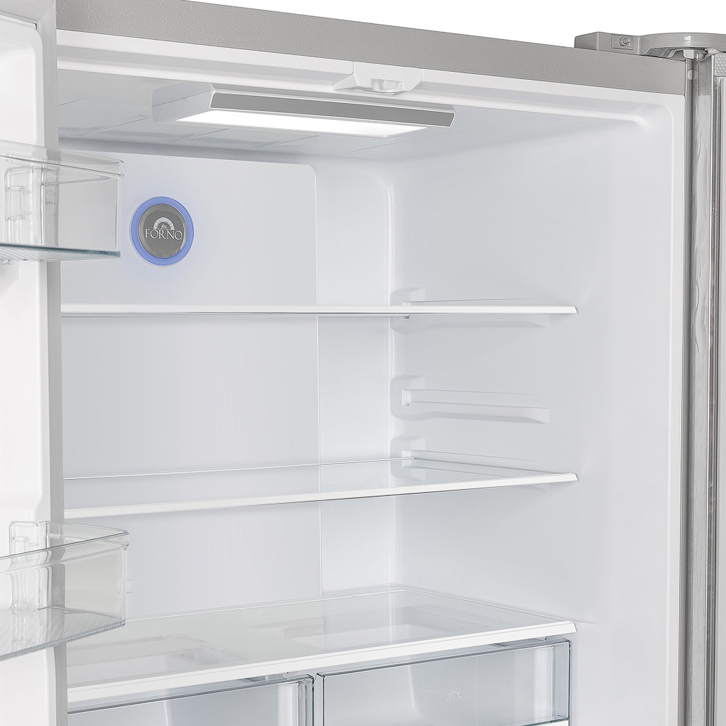 Forno Moena 36-Inch French Door Refrigerator, 19.2 cu.ft, Counter Depth, Ice Maker, Stainless Steel Interior Panel, ENERGY STAR Certified