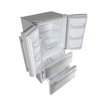FORNO Premium 3-Piece Kitchen Bundle - Galiano 36" Gas Range, 36" French Door Refrigerator, 24" Built-In Dishwasher - FBDL-004-01CAUS