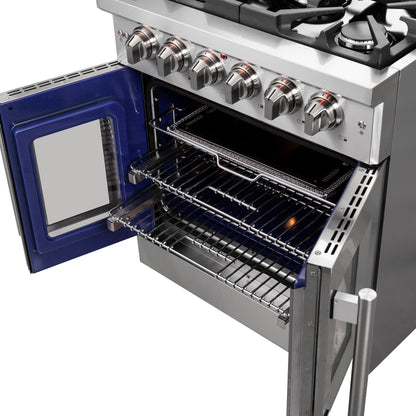 Forno Massimo 30-Inch Freestanding French Door Gas Range, 4 Burners, Convection Oven, Energy Efficient