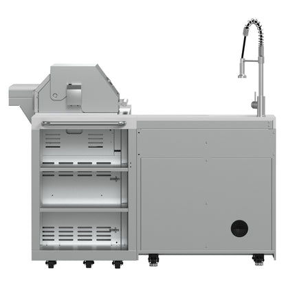 FORNO Bulnes 40-Inch BBQ, 95,000 BTU, 5 Burners, Sear & Rotisserie Infrared with Side Burner, Stainless Steel Outdoor Kitchen with 1.8 cu.ft. Beverage Center & White Sintered Stone Countertops