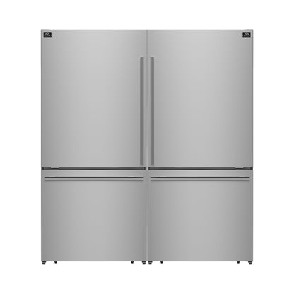 Forno Milano 2-Piece 62-Inch Freestanding Dual Bottom Freezer Refrigerator, Stainless Steel – 34.4 cu.ft, Touch Control, Ice Maker