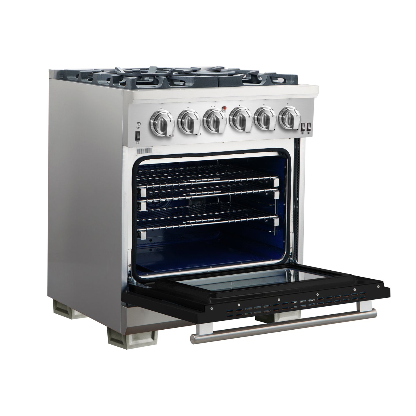 Forno Capriasca 30-Inch Freestanding Gas Range, 4 Burners, True Convection Oven