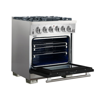 Forno Capriasca 30-Inch Freestanding Gas Range, 4 Burners, True Convection Oven