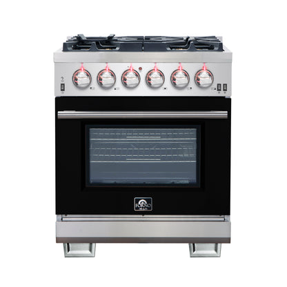 Forno Capriasca 30-Inch Freestanding Gas Range, 4 Burners, True Convection Oven