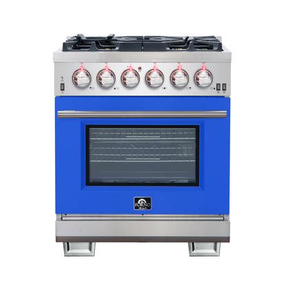 Forno Capriasca 30-Inch Freestanding Gas Range, 4 Burners, True Convection Oven