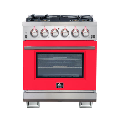 Forno Capriasca 30-Inch Freestanding Gas Range, 4 Burners, True Convection Oven