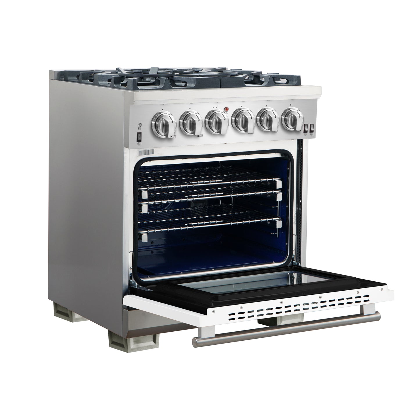 Forno Capriasca 30-Inch Freestanding Gas Range, 4 Burners, True Convection Oven