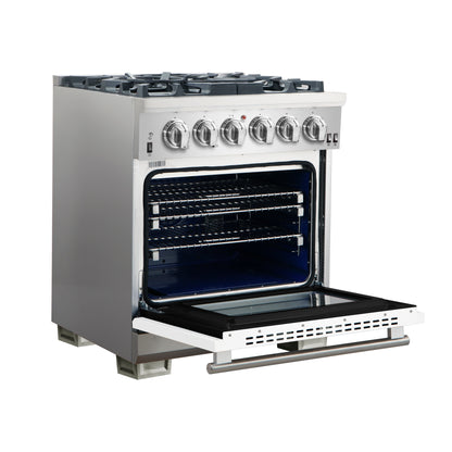 Forno Capriasca 30-Inch Freestanding Gas Range, 4 Burners, True Convection Oven