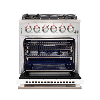 Forno Capriasca 30-Inch Freestanding Gas Range, 4 Burners, True Convection Oven