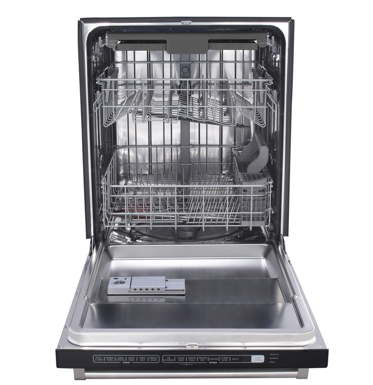 THOR Contemporary Package - 36" Electric Range, Range Hood, Refrigerator, Dishwasher, Microwave and Wine Cooler, ARE36-HRH3607-TRF3602-HWD2401SS-TMD3002-TWC2402