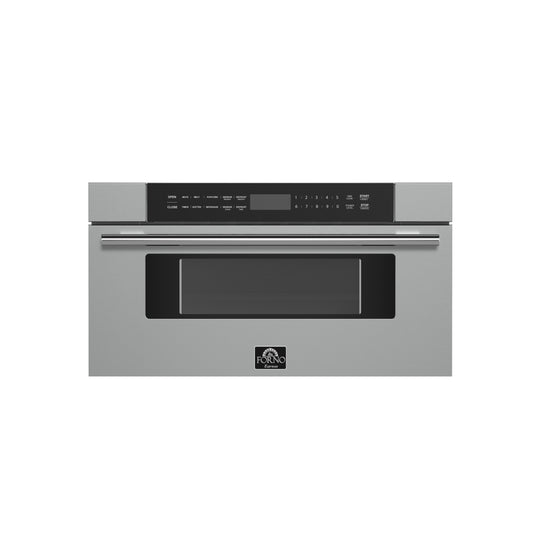 Forno Capoliveri 30-Inch Microwave Drawer, Stainless Steel, 1.2 cu.ft, 1000 Watts, Built-In, Touch Control LCD Display, Auto-Touch Open/Close, 11 Power Levels, Sensor Cooking