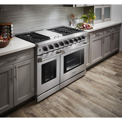 THOR Kitchen 48 in. 6.8 cu. ft. Double Oven Natural Gas Range in Stainless Steel, LRG4807U