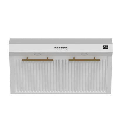 Forno Bari Espresso 30-Inch Under Cabinet Range Hood, White, 600 CFM, LED Lighting, Dishwasher-Safe Baffle Filters, 3-Speed Fan Control