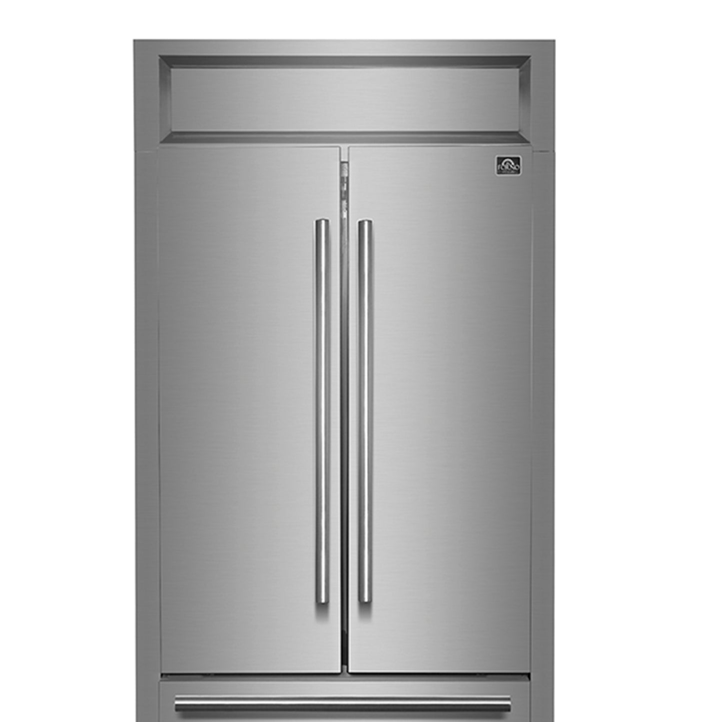Forno Gallipoli 30-Inch French Door Refrigerator, 17.5 cu.ft Capacity, Modern Decorative Grill, 34-Inch Width, Stainless Steel, No Frost Technology, Energy Efficient