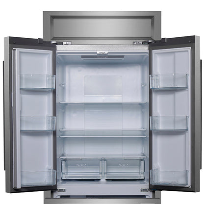 Forno Gallipoli 30-Inch French Door Refrigerator, 17.5 cu.ft Capacity, Modern Decorative Grill, 34-Inch Width, Stainless Steel, No Frost Technology, Energy Efficient