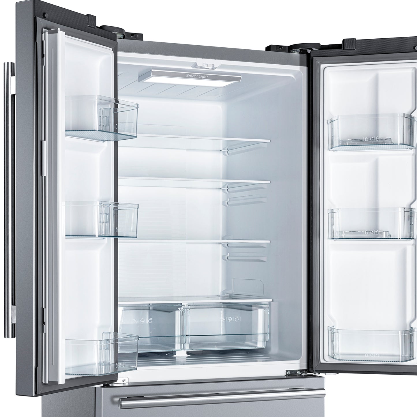 Forno Gallipoli 30-Inch French Door Refrigerator, 17.5 cu.ft Capacity, Modern Decorative Grill, 34-Inch Width, Stainless Steel, No Frost Technology, Energy Efficient