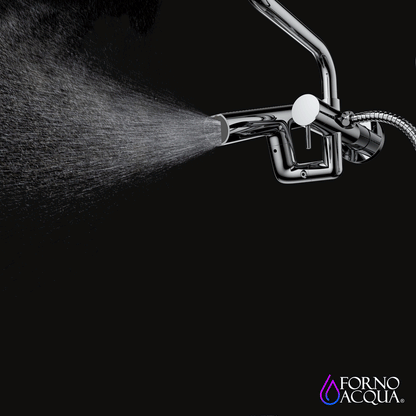 Forno Acqua AcquaFALL Mini Shower Head, Brushed Nickel Finish, Overhead Rainfall Shower, 7 Way Diverter, Handheld Shower Head, Body Jets, 1.8 GPM Flow Rate