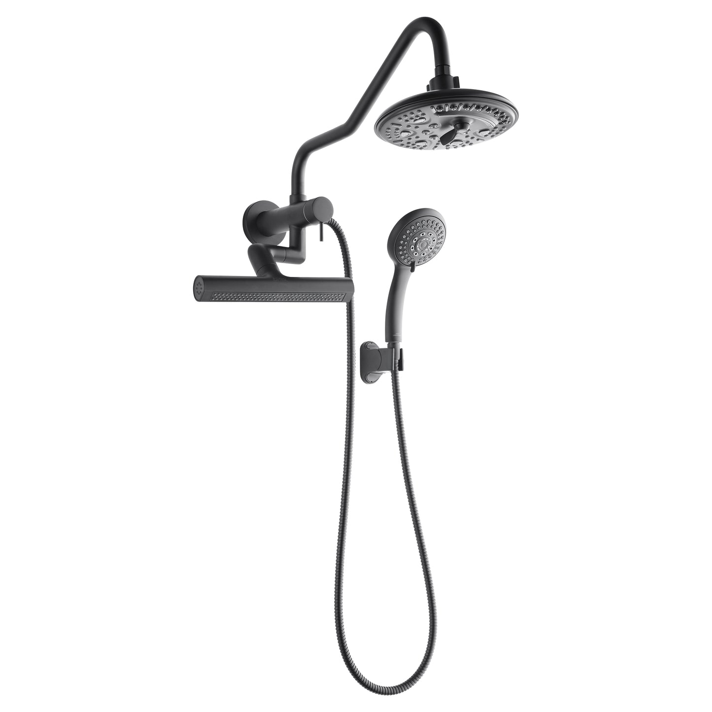 Forno Acqua AcquaFALL Mini 8 Inch Shower Head, Matte Black Finish, Overhead Rainfall Shower, Handheld Shower Head, Body Jets, 2.5 GPM Flow Rate