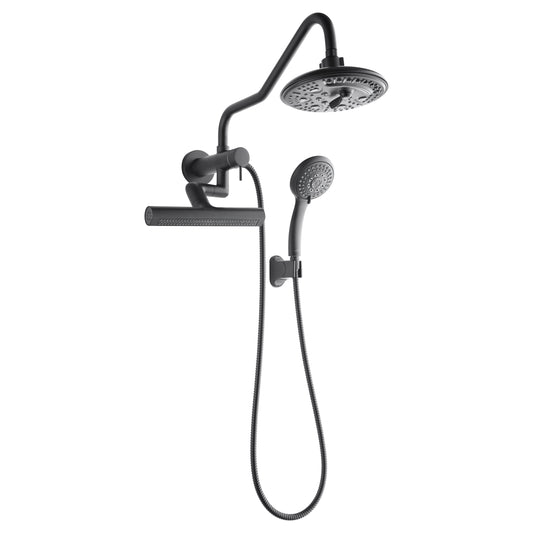 Forno Acqua AcquaFALL Mini 8 Inch Shower Head, Matte Black Finish, Overhead Rainfall Shower, Handheld Shower Head, Body Jets, 1.8 GPM Flow Rate