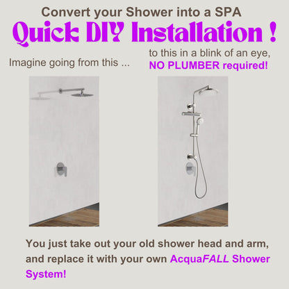Forno Acqua AcquaFALL Shower, Brushed Nickel Finish, Overhead Rainfall Shower, Handheld Shower Head, Body Jets, 1.8 GPM Flow Rate