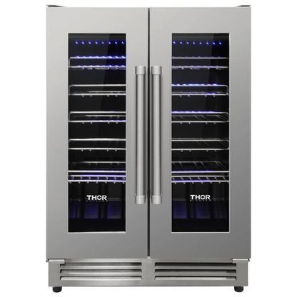 THOR Contemporary Package - 36" Electric Range, Range Hood, Refrigerator, Dishwasher, Microwave and Wine Cooler, ARE36-HRH3607-TRF3602-HWD2401SS-TMD3002-TWC2402