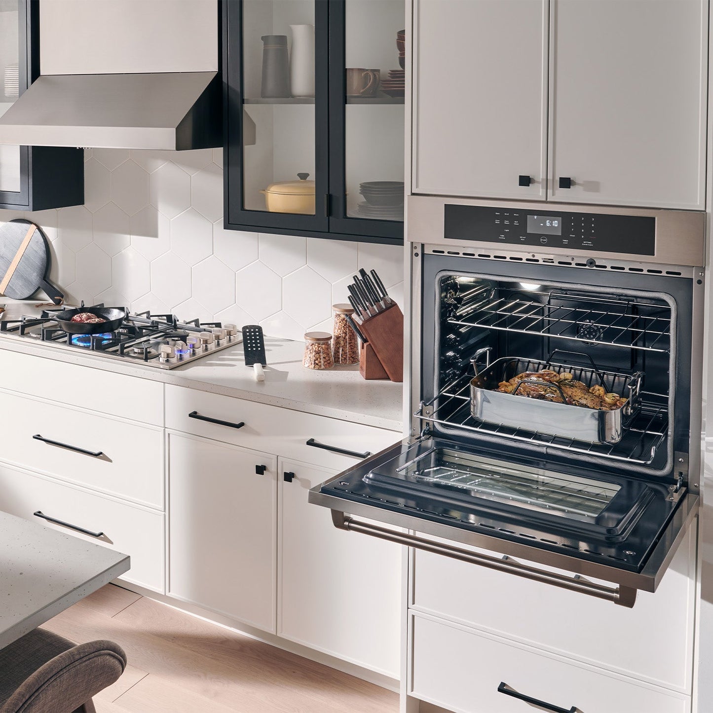 THOR Kitchen Package - 30" Wall Oven, 36" Cooktop, Range Hood, Refrigerator with Water and Ice Dispenser, Dishwasher, HEW3001-HRH3607-TGC3601-TRF3601FD-HDW2401SS