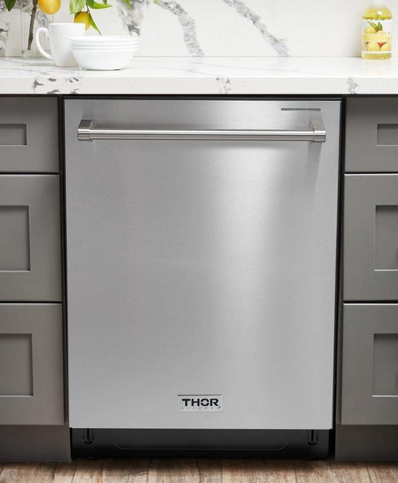 THOR Kitchen Package - 30" Wall Oven, 36" Cooktop, Range Hood, Refrigerator with Water and Ice Dispenser, Dishwasher, HEW3001-HRH3607-TGC3601-TRF3601FD-HDW2401SS