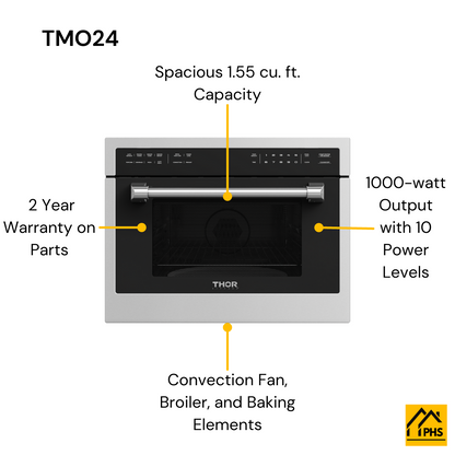 THOR Kitchen 24 Inch Microwave Oven In Stainless Steel, TMO24