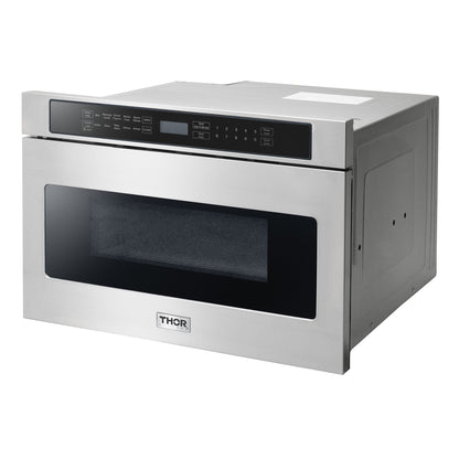 THOR Kitchen Package - 36" Propane Gas Rangetop, Range Hood, Wall Oven, Microwave, HRT3618ULP-HRH3607-HEW3001-TMD2401