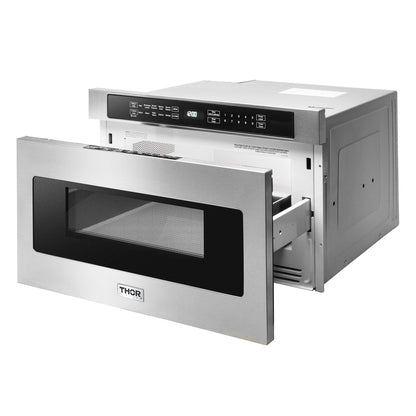 THOR Kitchen Package - 36" Propane Gas Rangetop, Range Hood, Wall Oven, Microwave, HRT3618ULP-HRH3607-HEW3001-TMD2401