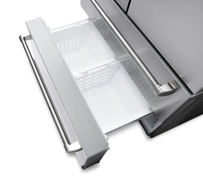 THOR Contemporary Package - 36" Electric Range, Range Hood, Refrigerator, Dishwasher, Microwave and Wine Cooler, ARE36-HRH3607-TRF3602-HWD2401SS-TMD3002-TWC2402