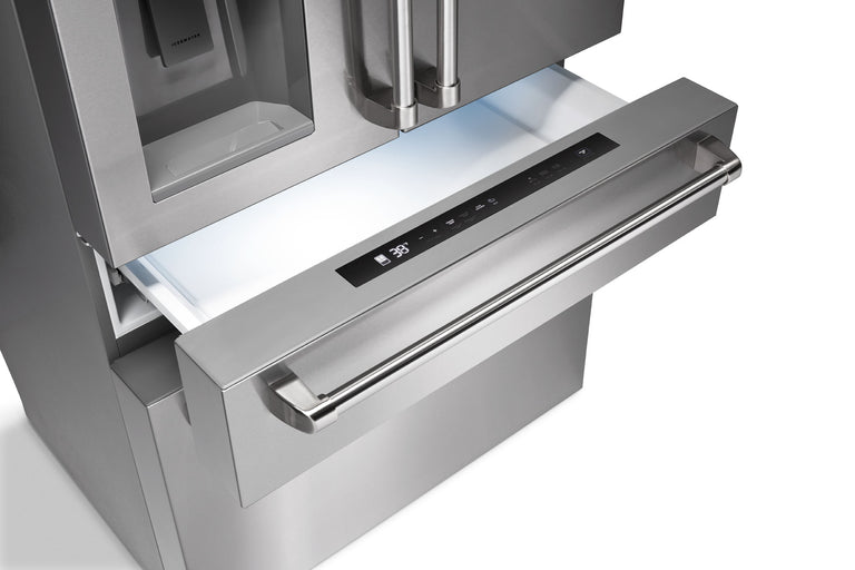 THOR Contemporary Package - 36" Gas Range, Range Hood, Refrigerator and Microwave, ARG36LP-HRH3607-TRF3601FD-TMD3002