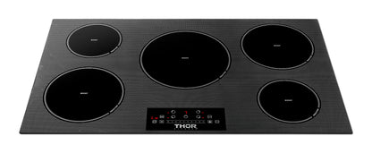 THOR Kitchen Package - 36" Induction Cooktop, Range Hood, Refrigerator with Water and Ice Dispenser, Dishwasher, Wine Cooler, TIH36-HRH3607-TRF3601FD-HDW2401SS-TWC2402