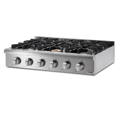THOR Kitchen Package - 36" Gas Cooktop and Range Hood, HRT3618U-HRH3607