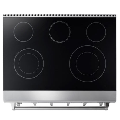 THOR Kitchen Package - 36" Electric Range, Range Hood, Microwave, HRE3601-HRH3607-TMD2401