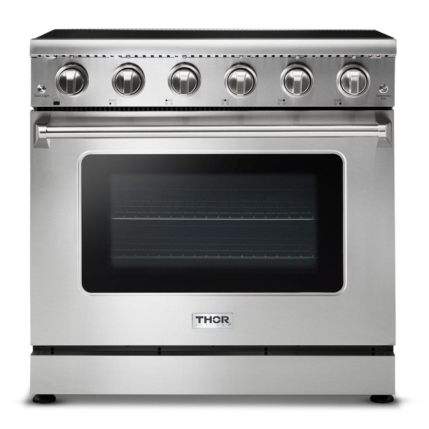 THOR Kitchen Package - 36" Electric Range, Range Hood, Microwave, HRE3601-HRH3607-TMD2401