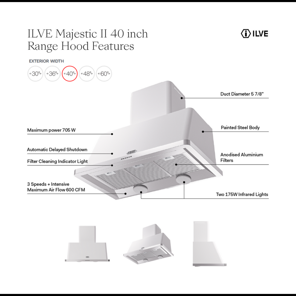 ILVE Majestic II 40 inch Range Hood RAL