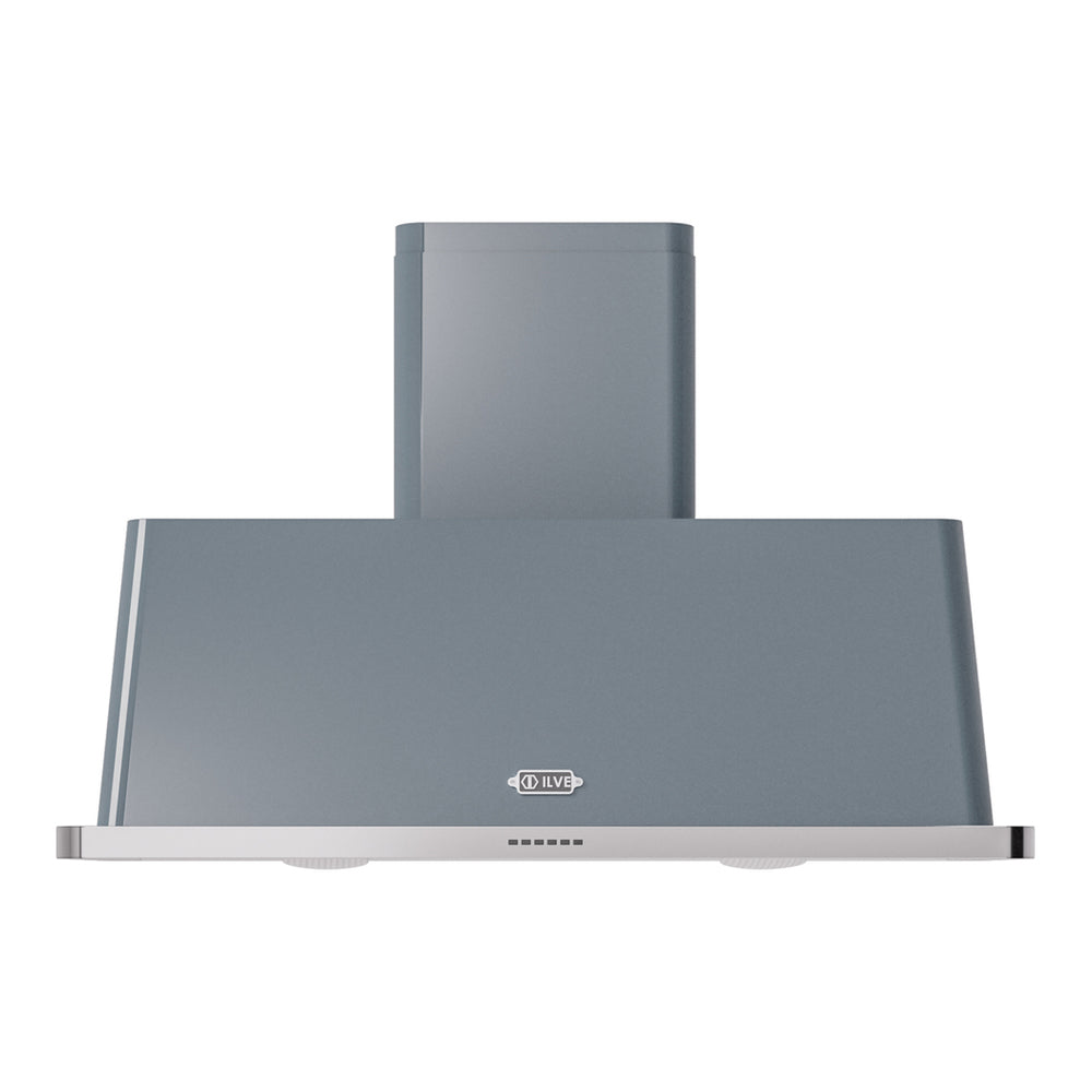 ILVE Majestic II 48 inch Wall Mount Range Hood Stainless Steel Trim Blue Grey