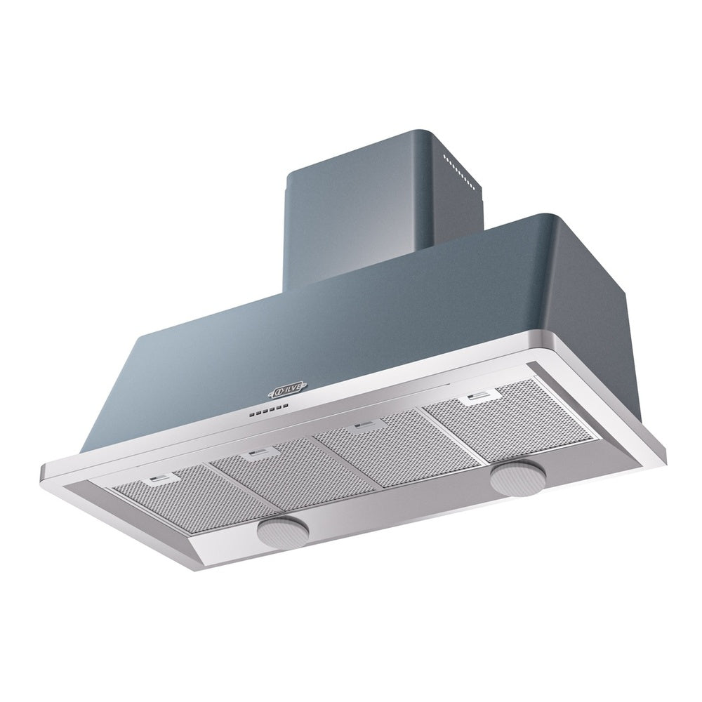 ILVE Majestic II 48 inch Wall Mount Range Hood Stainless Steel Trim Blue Grey