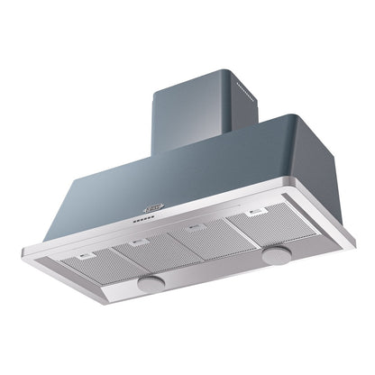 ILVE Majestic II 48 inch Wall Mount Range Hood Stainless Steel Trim Blue Grey