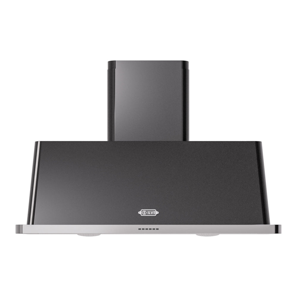 ILVE Majestic II 48 inch Wall Mount Range Hood Stainless Steel Trim Glossy Black