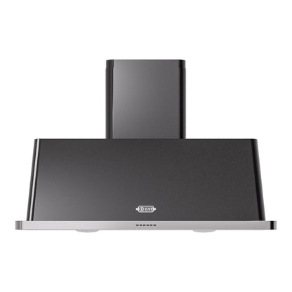 ILVE Majestic II 48 inch Wall Mount Range Hood Stainless Steel Trim Glossy Black