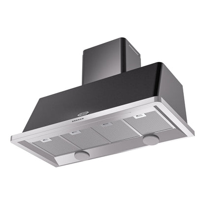 ILVE Majestic II 48 inch Wall Mount Range Hood Stainless Steel Trim Glossy Black